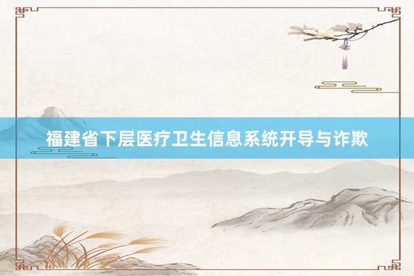 福建省下层医疗卫生信息系统开导与诈欺